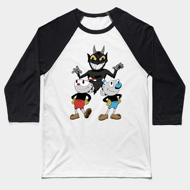 Cuphead and Mugman Baseball T-Shirt by Black Snow Comics